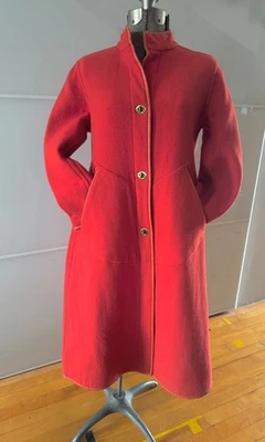 Винтажный Bonnie Cashin хурмы шерсти и кожи пальто поворот замки  - Изображение 1 из 4