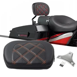 Nähte Passagier Sissy Bar Schwarz Rückenlehne Pad Für Harley Street Glide - Bild 1 von 13