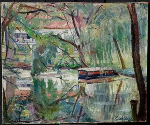 KÖNIGIN CIMIERE 1904-1984..GRAND IMPRESSIONIST..WEIDENLANDSCHAFT & WASSERPLAN - Bild 1 von 17