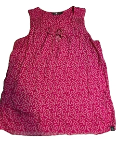 The North Face Women's Barbiecore Hot Pink/White Print Sleeveless Blouse SZ L - Picture 1 of 5