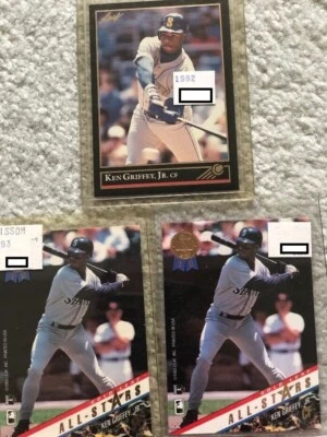 (2) 1993 Leaf Gold Stars (1) Black Leaf 1992 Ken Griffey Jr Marquis Grissom - Image 1 of 2