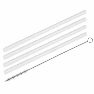 Fackelmann drinking straws set of 4 Rio Party, with brush, glass, transparent... - Picture 1 of 4