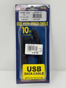 QVS 10 ft USB 2.0 High-Speed Type A Port Male to Male Black Data Cable - Picture 1 of 3