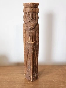 Vintage geschnitzte Holzfigur mittelalterliches Wandbild 12,5" groß - Bild 1 von 12
