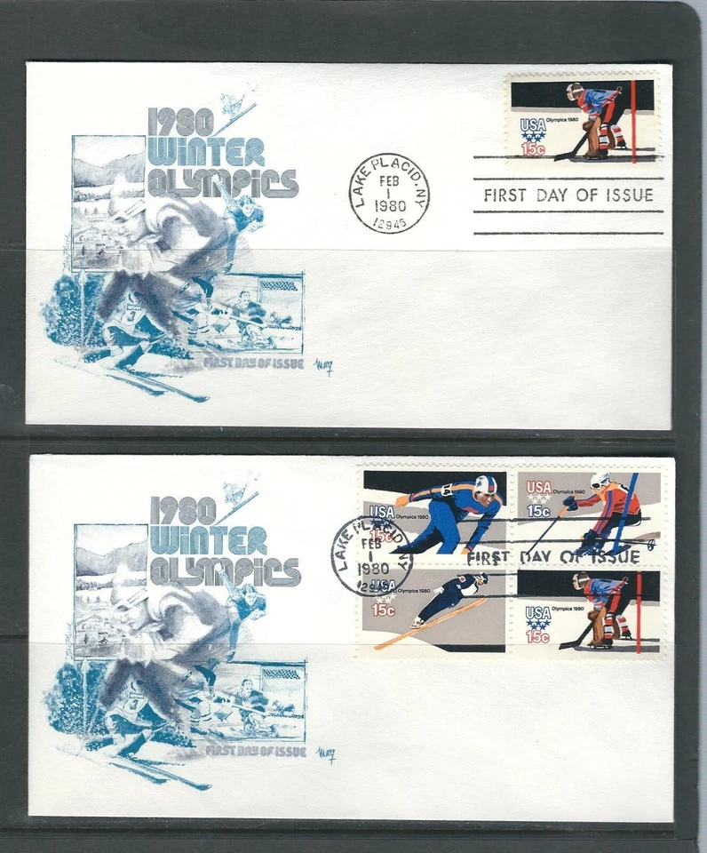 US Scott # 1795-1798-1798b Winter Olympics FDC . Marg Cachet - Image 1 of 3