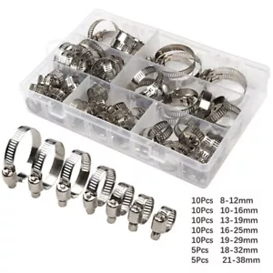 Kit surtido de abrazaderas de manguera ajustables de 40-100 piezas engranaje helicoidal abrazadera de acero inoxidable - Imagen 1 de 17