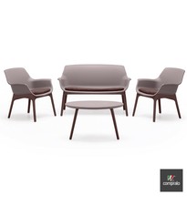 Salotto Da Giardino Polipropilene Lounge Luxor Marrone Taupe
