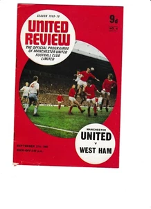Manchester United gegen West Ham United Programm League Division One Saison 1969/70 - Bild 1 von 1