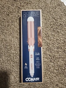 Conair Double Ceramic Hair Curling Iron 1 1/2 Inch Barrel White/Rose Gold NEW!! - Picture 1 of 4