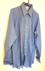 Luigi Borrelli Men L/Slv Dress Shirt16/41 Blue solid 100% cotton frenchcuff NWOT