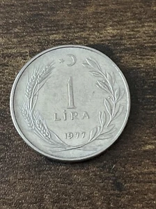1977 Turkey 1 Lira Actual Coin TK6109* - Picture 1 of 3