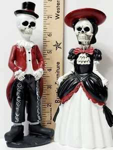 Día de los Muertos Esqueleto Pareja Día de los Muertos Halloween Resina Estatuilla Nueva - Imagen 1 de 7