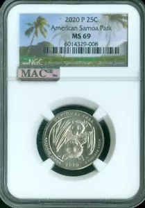 2020-P AMERICAN SAMOA QUARTER NGC MS69 *BF Quality - Picture 1 of 2