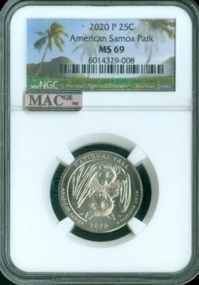 2020-P AMERICAN SAMOA QUARTER NGC MS69 *BF Quality - Image 1 of 2