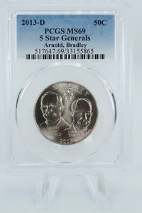 2013-D PCGS MS69 5 Star Generals - Arnold, Bradley Clad Half Business Strike 50C - Picture 1 of 2