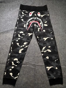 Bape Pants Mens Medium Black Ape City Camo Shark Sweatpants Joggers - Picture 1 of 12