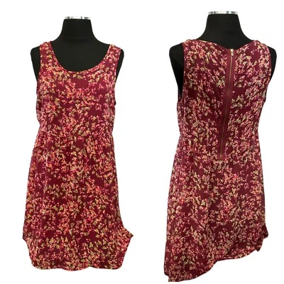 M Express New Dress Jumper Sleeveless Lined Floral Burgundy Maroon Red New - Изображение 1 из 4