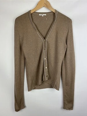Allude ladies silk / cashmere button front studded cardigan sweater size S — 第 1/4 张图片