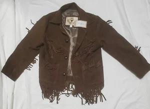 Genuine Leather Kids Jacket with Fringe Medium - Picture 1 of 9