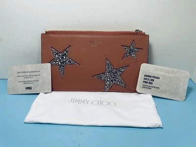 JIMMY CHOO - BOLSA AARNA - OSLS / 028 - ROSA - CARTERA CUERO LISO ESTRELLA - NUEVO Foto 1 de 4