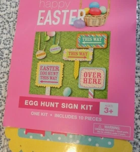 Happy Easter Egg Hunt Sign Kit ~ 10 Pieces ~ Signs, Stakes, Awards ~ New - Picture 1 of 2
