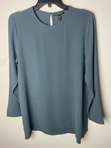 Eileen Fisher 100% Silk Round Neck Long Sleeve Tunic Top Petite Medium PM $288 - Picture 1 of 5