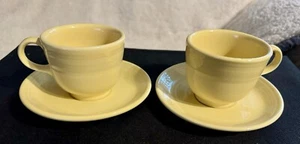 Vintage Fiestaware Yellow 4 Pc Cup & Saucer Set 2000’s Homer Laughlin EUC - Picture 1 of 11