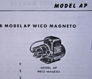 WICO MODEL " AP " MAGNETO SERVICE INSTRUCTIONS MANUAL, COPY - Picture 1 of 2