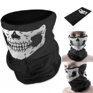 SKULL FACE MASK Neck Warmer Tube Scarf Biker Ski Snood Balaclava Bandana Cycle - Picture 1 of 4