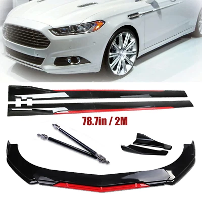Front Bumper Lip Splitter Spoiler Glossy Black Red For Ford Fusion 2006-2020 - Image 1 of 4