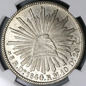 1844/35-Do NGC AU Mexico 8 Reales Durango Rare Overdate Silver Coin (24080701C) - Picture 1 of 7