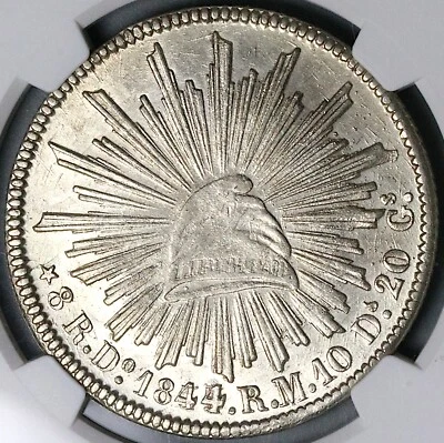 1844/35-Do NGC AU Mexico 8 Reales Durango Rare Overdate Silver Coin (24080701C) - Image 1 of 4