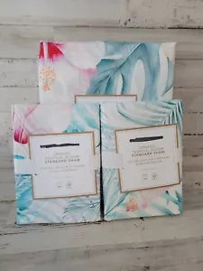 Pottery Barn Teen Organic Tropical Bloom Full/Queen Duvet Cover 2 Standard Shams - Picture 1 of 3