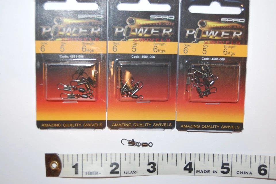 3 packs spro power stainless swivels interlock snap #6 6kg (13lb) 4581-006 - Image 1 of 1