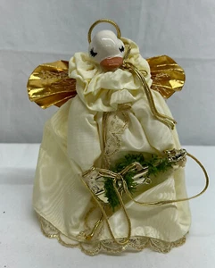 1983 Just Ducky Figurine Angel Ceramic Face Halo And Gold Wings - Picture 1 of 7