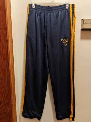 West Virginia Mountaineers Men's Medium Blue Stretch Waist 29 Inch Inseam Track Cover