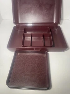 Tupperware Tuppercraft Personal Storage Travel Case 1624-3 USA Brown Vintage - Picture 1 of 8