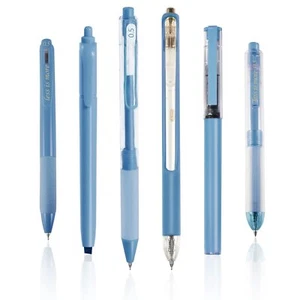 6PCS Gel Pens 1 Highlighter Quick Dry Fine Point 0.5mm Blue Journaling - Picture 1 of 8