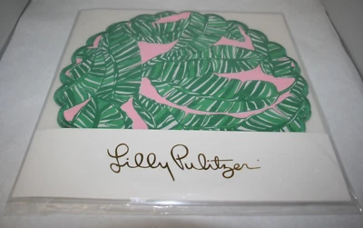 Lilly Pulitzer напечатано Scallop края коврики комплект из 4 раковины розовый #015127 новый - Изображение 1 из 4