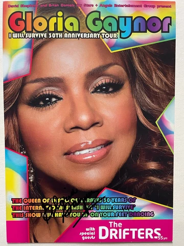 GLORIA GAYNOR   - UK Tour Paper Handbill -  SIGNED - Genuine  - UACC RD Cover