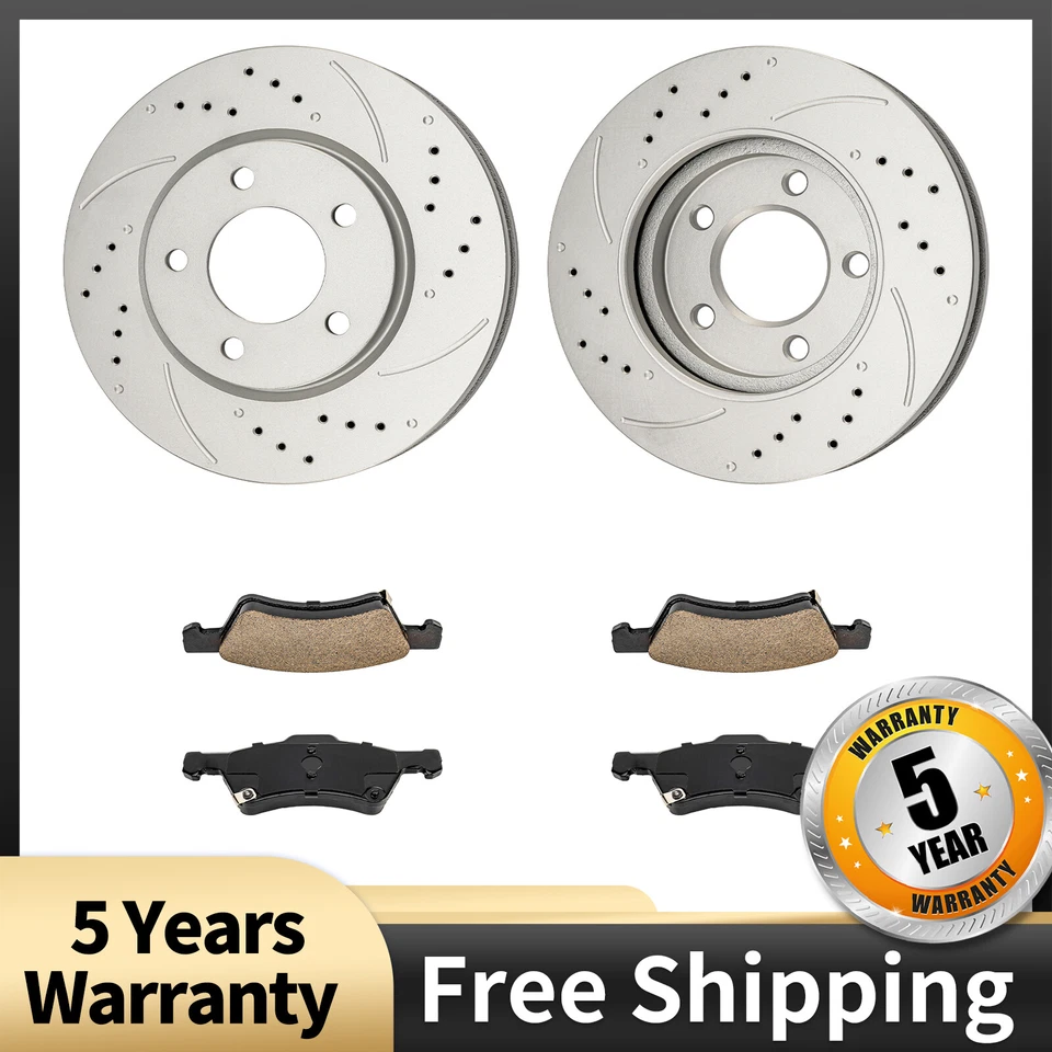 Rotores de freno delanteros perforados pastillas de cerámica para Chrysler Town & Country Voyager  Foto 1 de 4
