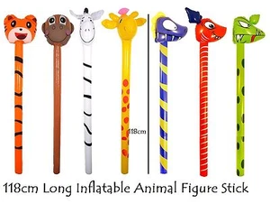 INFLATABLE DINOSAUR REUSABLE JUNGLE ANIMAL STICKS Kids Bday Party LARGE 118cm - Picture 1 of 8