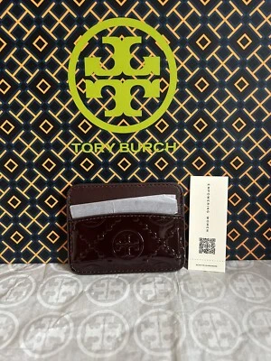 Tory Burch T Monograma Charol Repujado Estuche para Tarjetas Billetera Albarossa Foto 1 de 4