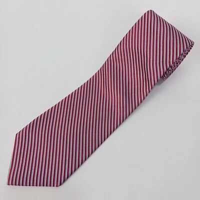 Izod Tie Red Blue Striped Classic Silk Necktie 57" x 3.5" - Image 1 of 4