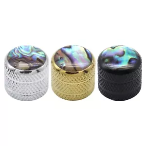 Push-in Metal Guitar Knobs Abalone Shell Inlaid Control Knobs Potentiometer Cap - Picture 1 of 14