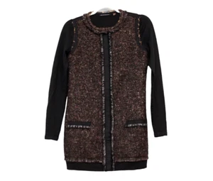 Elie Tahari Sweater Cardigan Size XS Extra Fine Merino Wool Tweed Snap Closure - Picture 1 of 11