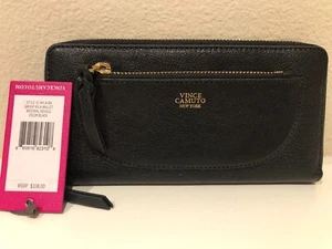 Vince Camuto New York Ayla Zip Around Leather Wallet - Black w/ Gold Hardware - Picture 1 of 3
