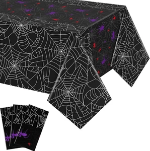 3 Pcs Halloween Tablecloth Spider Web Plastic Rectangle Table Cloth 54 X 108 In - Picture 1 of 12