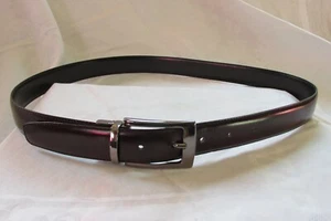 Geoffrey Beene Leder eleganter Gürtel Gun Metal Schnalle Gr. 36/90 Made in Argentina - Bild 1 von 7