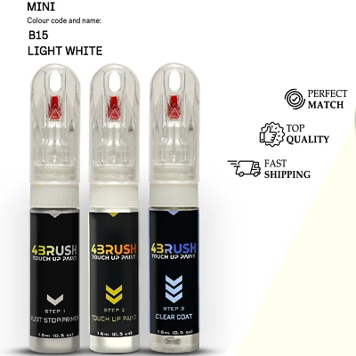 4BRUSH for MINI B15 LIGHT WHITE Touch Up Paint Scratch Repair Remove Kit Set Pen Brush